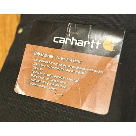 NWT Carhartt Men Quilt Lined Zip To Knee Bib Overalls Black $180 46x34 R03